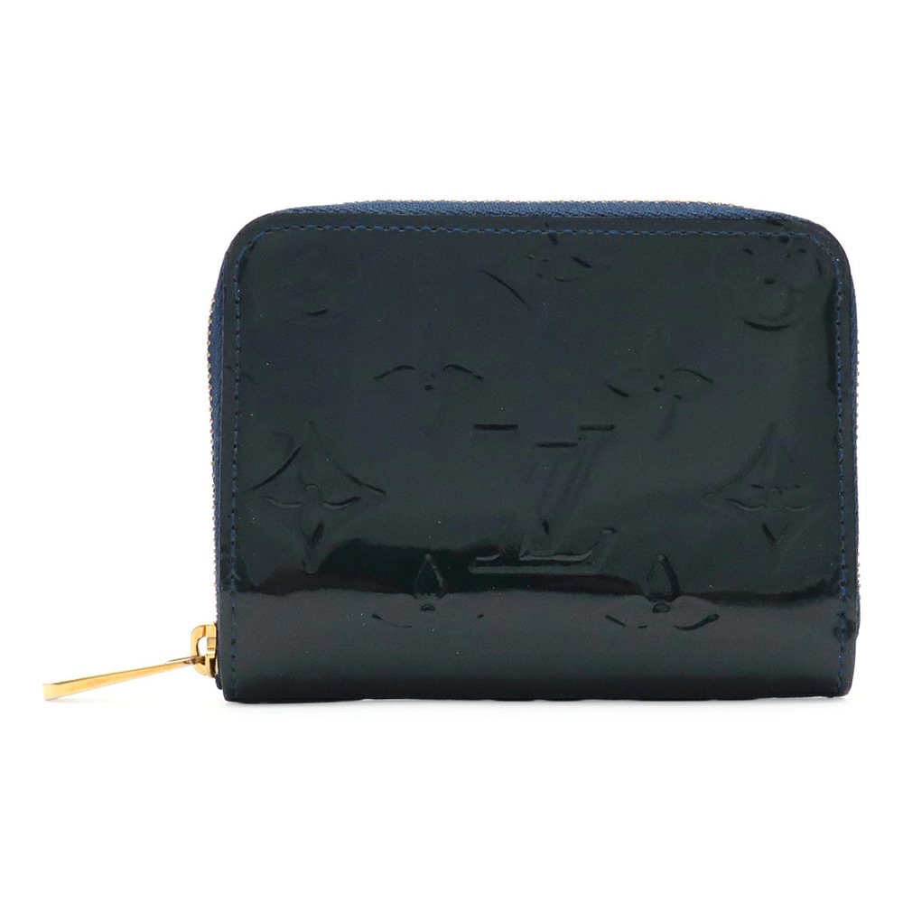 LOUIS VUITTON Monogram Vernis Zippy Coin Case Enamel Calf Blue Nuit Navy Blue